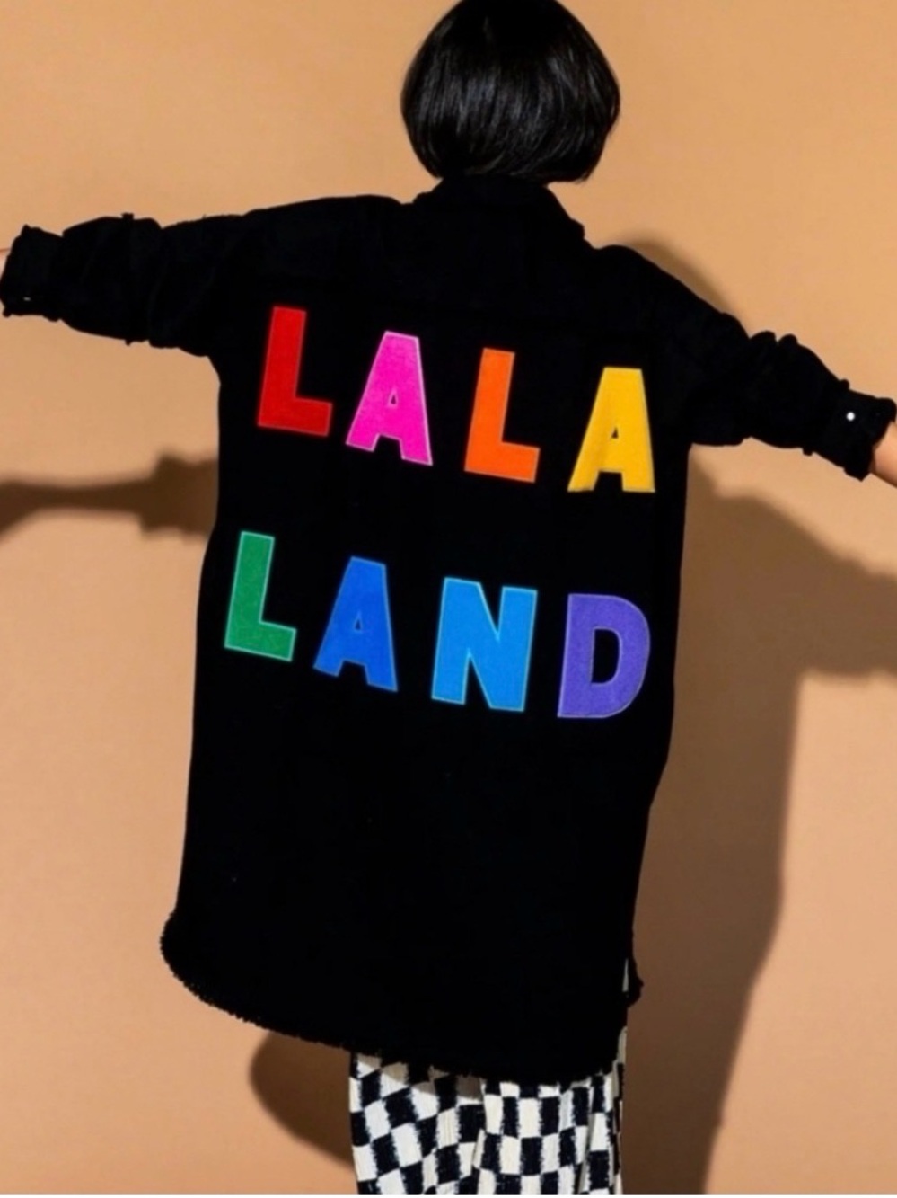 Dressed in LALA Black Denim Jacket with LALA LAND Letters - S/M
